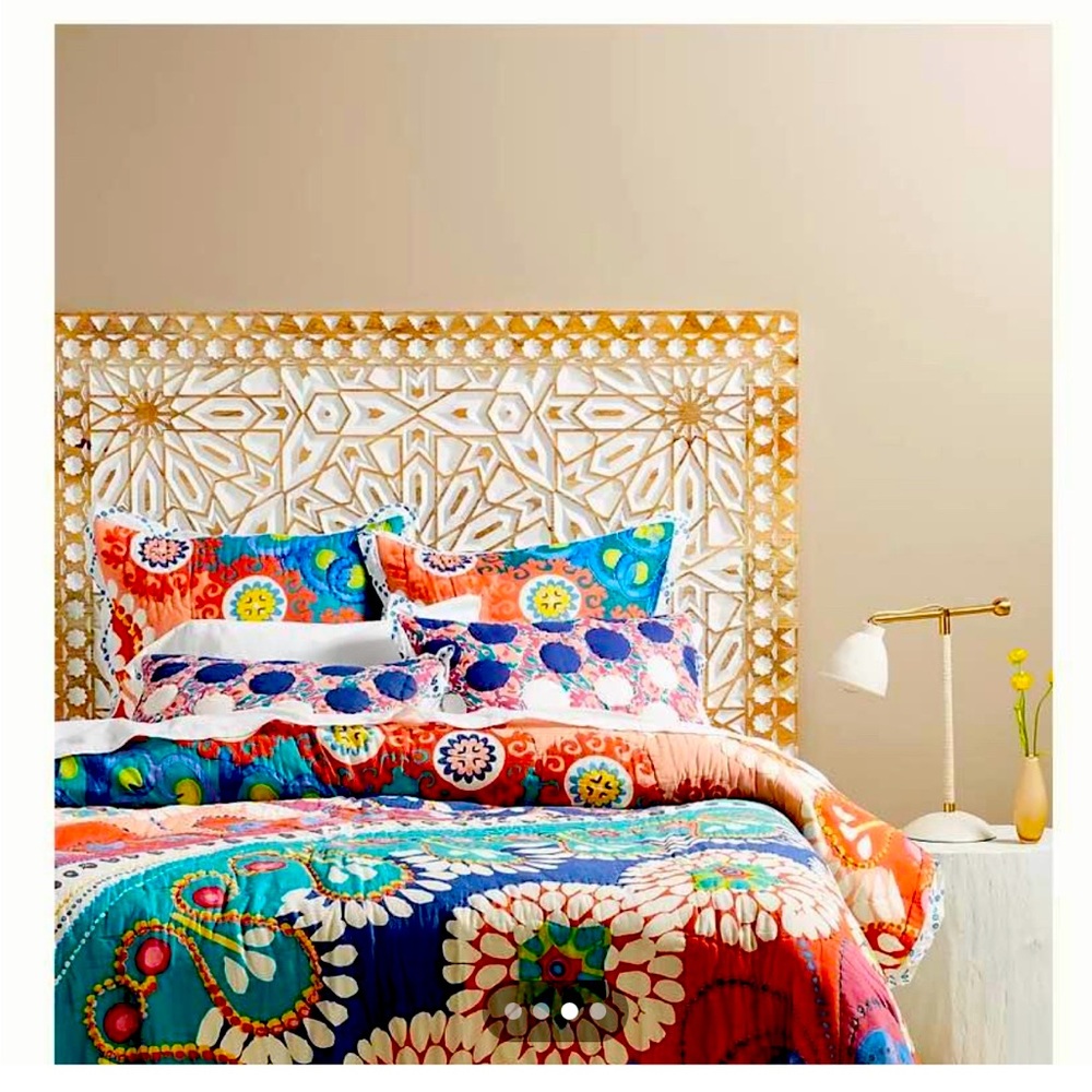 Anthropologie Queen Tahla Quilt and two Euro Shams